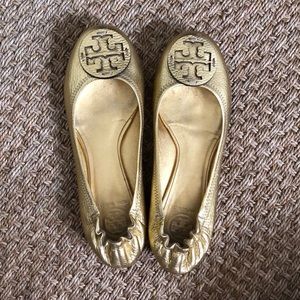Tory Burch Gold Flats